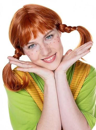 Maskworld Pippi Langstrumpf Perücke Deluxe - rote Haare mit 2 Zöpfen - hochwertiges Kostüm-Zubehör für Karneval, Halloween & Motto-Party
