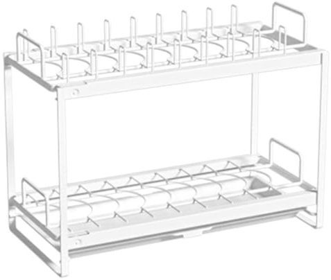 Haofy Escurridor de Platos Multifuncional con Organización de Doble Capa y Estructura Deslizante Armario Extraíble para Cocina para Hogar, Restaurantes, Hoteles