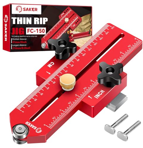 Saker Thin Rip Jig Table Saw Jig Guide, Making Repetitive Narrow Strip Cuts, Fit for 3/4 x 3/8 Slots, for Table Saw Band Saw Router Table
