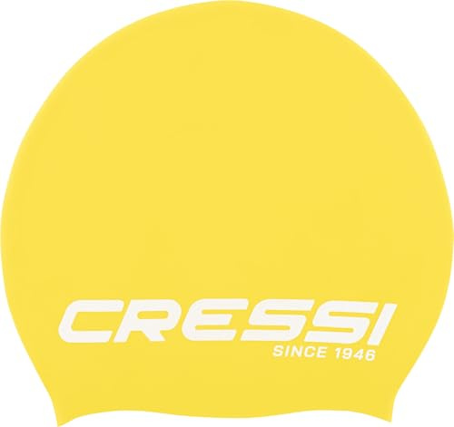 Cressi Loira Long Hair Swim Cap Yellow/White XL - Hochwertige, hypoallergene Silikon Schwimmkappe, ideal für langes Haar, Gelb/Weiß, XL, Erwachsene