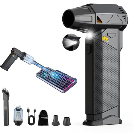 SEANCHEER | Aria Compressa Elettrico Portatile | 180000RPM | Mini Air Duster | Soffiatore Elettrico | con Batteria da 4000mAh | 3 Velocità di Pulizia | PC | Tastiera | Divano | Auto | (Nero)