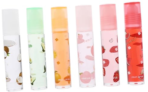 NOLITOY 6 Stück Lipgloss mit Fruchtgeschmack Transparente Feuchtigkeitsspendende Lippenpomade Pflegender Lippenschutz für Trockene Lippen Tragbar für Alltag und Reise