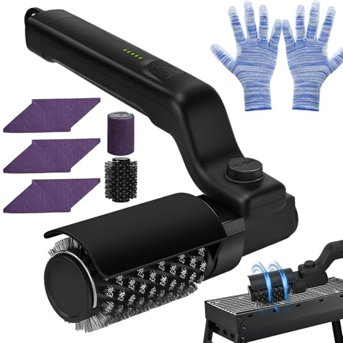Electric Grill Brush, BBQ Brush, Grill Brush with 1+3 Pads - Cordless Grill Cleaner, 2600mAh, 7-Angle, IPX4 for BBQ, Oven, Stainless Steel