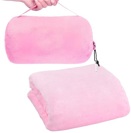 2 en 1 Manta de Viaje, 127 x 152 cm, Transformable, Manta Coche con Funda Equipaje y Clip Mochila, Almohada Viaje Avión, Manta Térmica Ultraligera y Cálida, para Oficina Hogar, Todas Estaciones