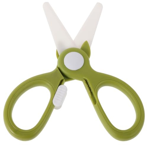 ROMISBABA Ceramic Food Scissors for Portable Kitchen Shears Vegetable Cutter Meat Shears with Grass Green Handle for Noodles and Travel Use