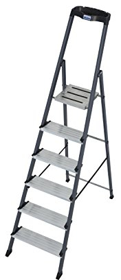 Krause Stehleiter Securo eloxiert, 6 Stufen, 126443