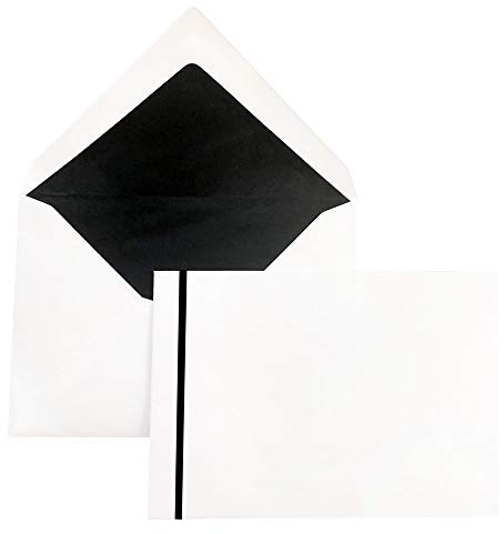 Paper24 Paper24 25 Trauerbriefumschläge, Kuverts mit schwarzem Streifen und schwarzem Innenfutter im Format B6 (125 x 176 mm), Farbe: Weiß