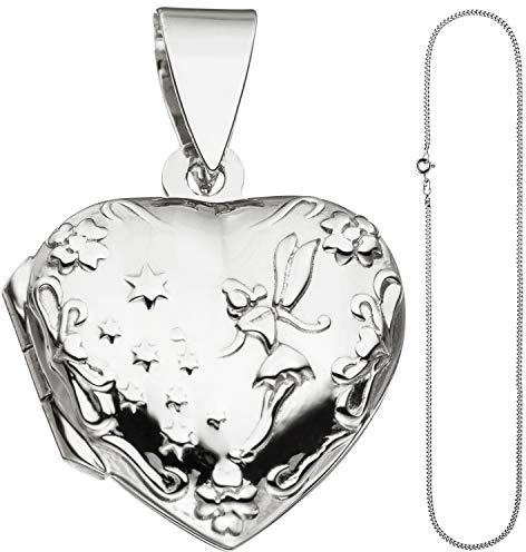 Jobo Damen-Medaillon Herz Fee aus 925 Sterling Silber mit Kette 50 cm