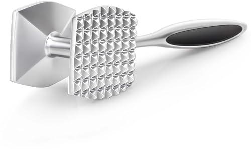 Aliglow Marteau Attendrisseur de viande Outil maillet pour attendrir et battre steak, bœuf et volaille Construction solide en métal avec poignée ergonomique en caoutchouc