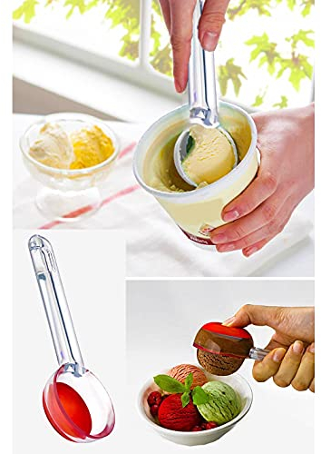 Push & Serve ICE Cream Scoop -Easy Release, Frozen Desserts, Cookie Dough, Rice, Meatballs, Silicone Push, BPA Free (1)