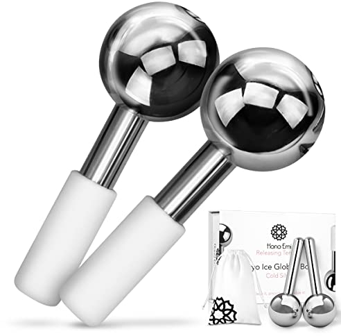 LUONKOS Ice Globes - Edelstahl Gesichtsroller - 2 Stück Eiskugeln für Gesichtsmassage, Linderung von Kopfschmerzen, Schwellungen & Rötungen - Augenpflege-Kugeln, Beauty & Skincare Gesichtsmassagegerät