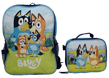 BLUEY 2 Piece Backpack Set, Pre school Girls & Boys 16 Travel Bag, Blue