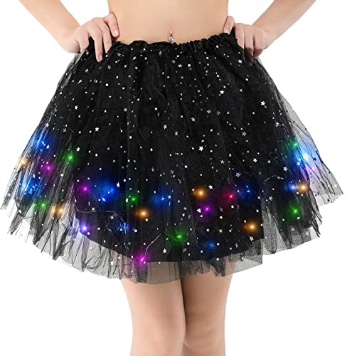 Kefiyis Tüllrock Damen LED Tütü Erwachsene Teenager Tutu Party Ballett Tanzen Fancy Dress Halloween Kostüm
