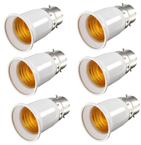 B22 to E27 Adapter,Bayonet to Screw Bulb Adaptor, Light Bulb Adapter | BC to ES Lamp Base Adapterfor LED, Incandescent, CFL Bulbs(6PCS)