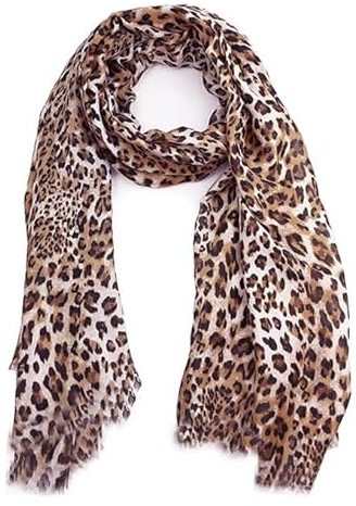 SHTGOI Leopard Schal Chiffon Seidenschal Stola Damen Sommer Leicht Animal Print Elegante Hochwertiges Seidentuch Halstuch Lange Tücher Deko Sonnenschutz Kopftücher Schal Wrap Shawl