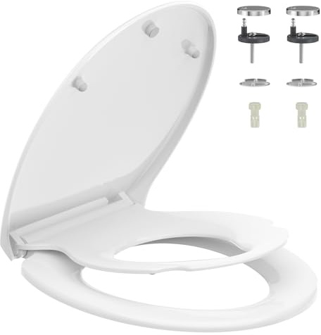 Rainsworth Lunette Toilettes Familial Avec Siège De Toilette Enfant,Abattant Wc Avec Reducteur Enfant Forme O,Couvercle De Cuvette Toilette Enfant Antibactérien De Conception Ergonomique,Blanche
