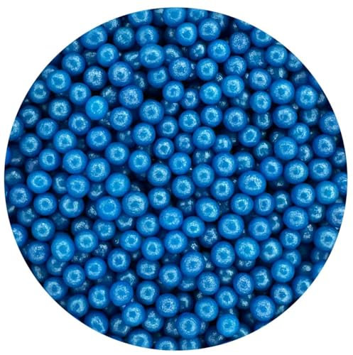 decorate! - Pearls - Shimmer Blue Cake Topper Sprinkles - 500g Edible 4mm Ball Cupcake/Cake Decorations - For Weddings, Christenings & Mermaid, Bluey and Stitch Themed Parties