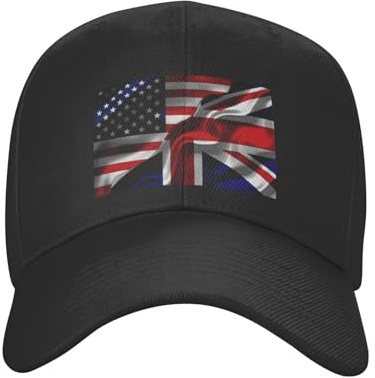 Unisex Dad Cap American Flag and British Britain Flag Sports Hat Breathable Hip Hop Cap Vintage Flat Brim Baseball Caps for Outdoor Summer Hip Hop