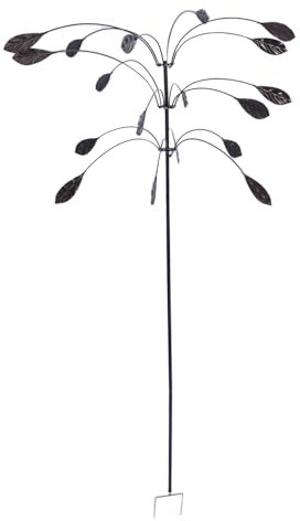 Joyance Escultura de Viento de Metal, Resistente Al Agua, Resistente Al Agua, Follaje Que Cae, Triple Hilandero de Cobre Cinético para Jardín Al Aire Libre