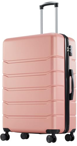 OLIXIS 24 Inch Luggage, Hardside Suitcase with Spinner Wheels, Lightweight ABS Hard Shell Checked Luggage, TSA Approved Lock, Expandable Medium Suitcase for Travel & Business–Pink