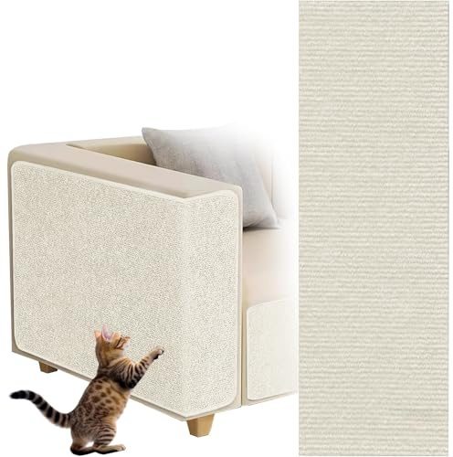 Tapis Griffoir pour Chat Auto-adhésif, dellyy Tapis à Gratter Autocollant pour Chat, Climbing Cat Scratcher, DIY Trimmable Chats Grattoir, Protège Les Tapis et Canapés