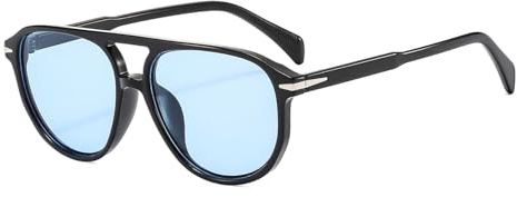 YAMEIZE Pilote de Style Rétro Double Bridge - Lunettes de Soleil pour Femmes Hommes Lunettes de Soleil Rondes Classiques des 70s Lunettes de Conduite Shade