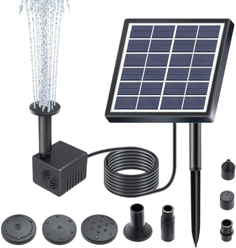 Solvattenspumpar, Solenergi Fountain Pump Solar Pond Pump 6V 1,5W 6 Lägen 175L/H 85 Cm Lyfthöjd med Borstlös Motor för Trädgårdsdamm Uteplats