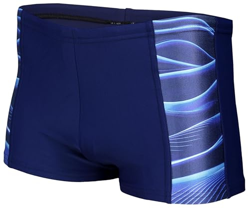 Aquarti Herren Badehose Kurz Sportlich Streifen, Farbe: 11307 Dunkelblau/Blau, Größe: 8XL