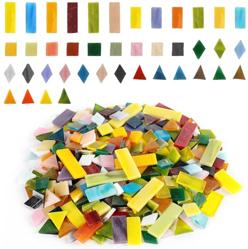 Dulynva Tessere Mosaico Vetro Colorato Kit Mosaico Piastrelle in Vetri di Colore Misto Irregolari Pietre di mosaico Creativ per la Artigianato casa vasi tazze cornici (Colori Misti) Azulejo de