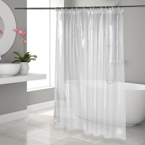 OTraki Tenda Doccia Antimuffa 183x183 cm,Tende Doccia Rigida Trasparente in PEVA,Tenda per Doccia Impermeabile,Tenda Vasca da Bagno Lavabile con 3 Magneti Impermeabile 12 Ganci Per Famiglia e Hotel