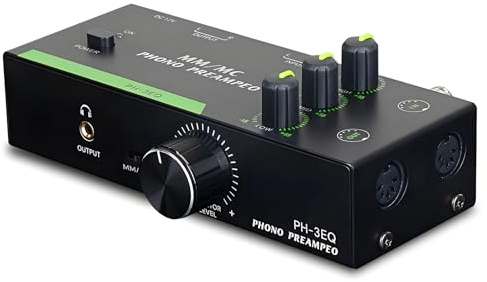 Preamplificador Fono MM MC Profesional EQ Ajustable XLR Salida para Tocadiscos Estéreo (Enchufe de la UE)