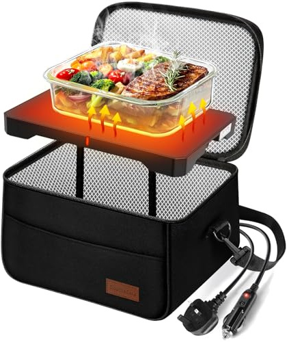 DoubleCare Portable Microwave, 12V/24V/220V 3-in-1 Car Heated Lunch Box, Mini Electric Lunch Box Food Heater, Portable Oven for Office, Work, Home, Travel, Car
