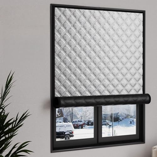 CHENMIAO Kit D'Isolation de Fenêtre 65 x 125 cm Coupe-Vent et Insonorisant, Isolant Thermique Rideaux Isolant Hivernage Pas Besoin de Percer des Trous Personnalisable pour l'hiver, Gris