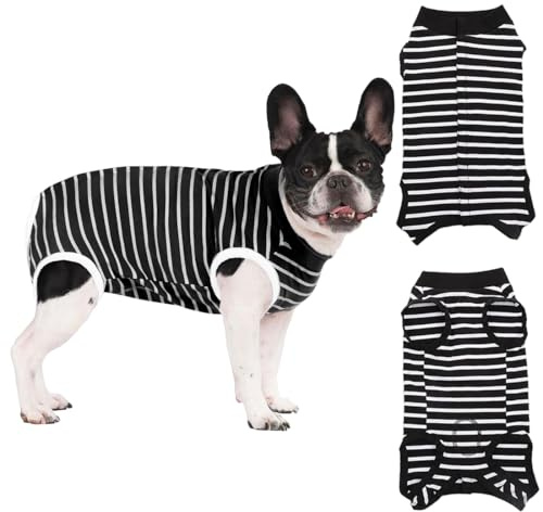 Combinaison chirurgicale pour body chien, body pour chien après stérilisation, combinaison de convalescence pour chien,protection contre les allergies et les plaies (Noir, M)