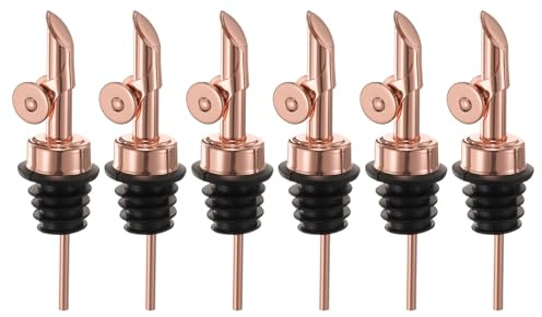 QUARKZMAN Versatori per Liquori in Acciaio Inossidabile Ponderati 6 Pezzi Funzione Ribaltamento Automatico Beccuccio Dispenser Olio D'Oliva Versatori per Alcol Vino Aceto Rosa Oro