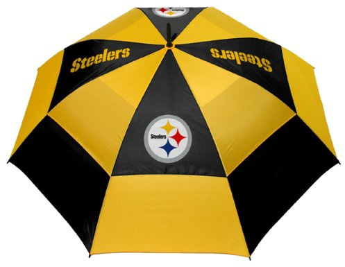 Team Golf NFL Pittsburgh Steelers Golf Umbrella 62 Golf Umbrella with Protective Sheath, Double Canopy Wind Protection Design, Auto Open Button