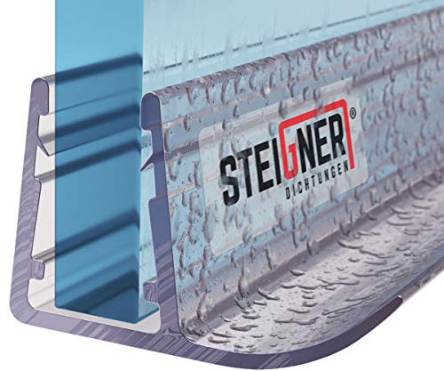 STEIGNER Joint de douche pour paroi en verre, 110cm, vitre 6/7/ 8 mm, joint d'étanchéité PVC droit pour les cabines de douche réctangulaires, UK14