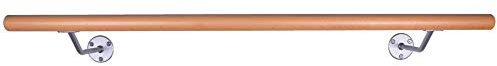 Ballettstange aus Holz, Wandhaltern in 2 Farben, 20cm Wandabstand, 20 Längen 2 Farben wählbar (Silbergrau, 2.00)