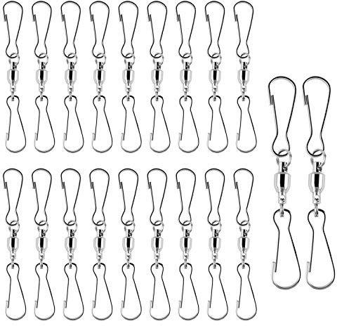 Ledoo 20 Pack Swivel Hooks Clips Wind Spinner Dual Hook Clips Hanging Wind Chimes Crystal Twisters Party Supplies (Silver)