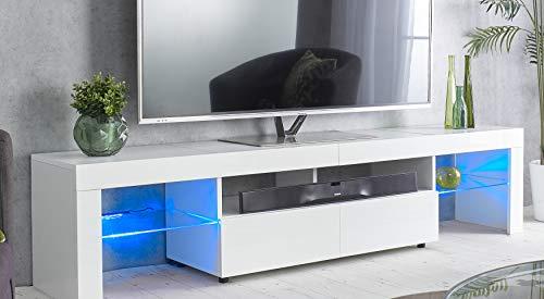 MMT Furniture Designs Meuble TV en Bois Blanc 200 x 40 x 45 cm