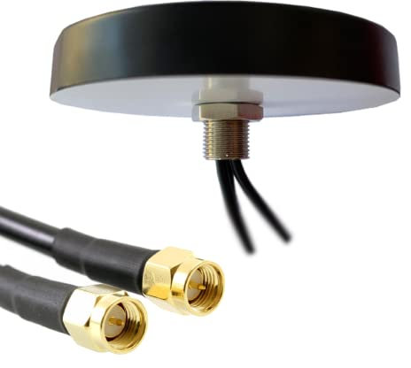 Antenne cellulaire Puck MIMO 4G / 5G LTE pour Une Utilisation intérieure/extérieure. Internet à Large Bande Mobile Internet Connecteur SMA de 3 mètres. Antenne d'accès sans Fil Fixe