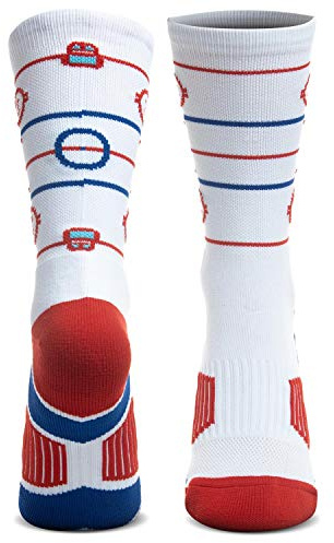 ChalkTalkSPORTS Hockey Performance Crew Socks - Hockey Rink - Mid-Calf Socks - White - Youth