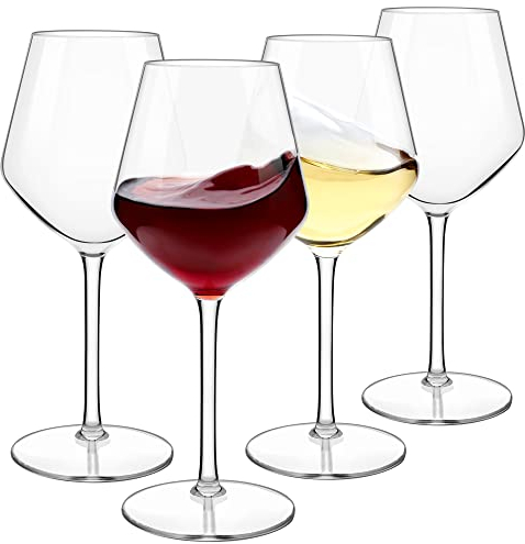 COOKY.D Copas Grandes de Vino Tinto para la Piscina Juego de 4-550ml - Plástico Tritan - Copas de Vino Flotantes e Irrompibles Con Tallo para Viajes Y Fiestas Al Aire Libre