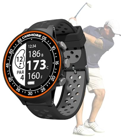 CANMORE TW411 Golf-GPS-Uhr mit Fitness-Tracker, über 41.000 kostenlose vorinstallierte weltweite Kurse, aktualisierter IC-Chip, Orange