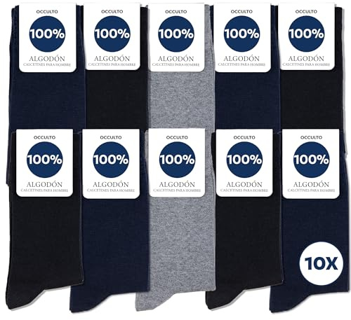 Occulto Herren 100% Baumwolle Socken 10-20er Pack (Modell: Ingo) 47-50 4 Paar Schwarz | 4 Paar Navy| 2 Paar Grau