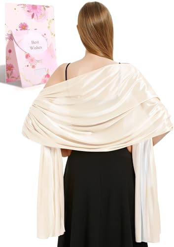 heekpek Satin Foulard Chale Femme Mariage Echarpes pour Robe de Soirée Élégant Chic Etole Femme pour Soirée Cérémonies Fêtes Mariage
