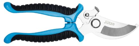 Jütze Sécateur pour arbustes et fleurs, lame en acier inoxydable, léger et ergonomique, sûr avec verrouillage de lame, utilisable ambidextre, longueur 19 cm