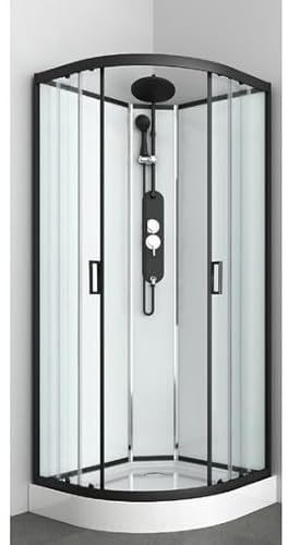 Bagno Italia Cabina de ducha hidromasaje 90 x 90 cm semicircular sin techo montaje rápido Quick Line