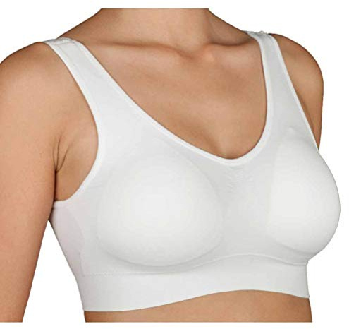 Selene, Brassiere Comfort Sin Aros y Sin Costuras, Sujetador Mujer con Relleno Extraíble, Colección Louise, Color Blanco, Talla XXL