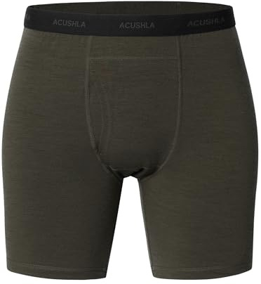 ACUSHLA Merino Wool Boxer Briefs for Men, Breathable Base Layer Underwear | Soft merino wool boxer briefs with breathable comfort, moisture control and odour resistance for daily wear